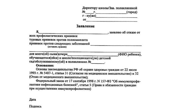 Отказ от прививок: образец и возможные причины / mama66.ru