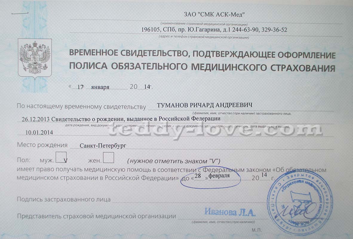 Полис омс для новорожденного  — порядок оформления