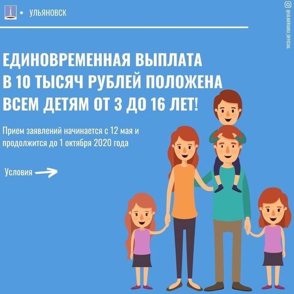 Получить выплату 10 000 рублей на ребенка от 3 до 16 лет