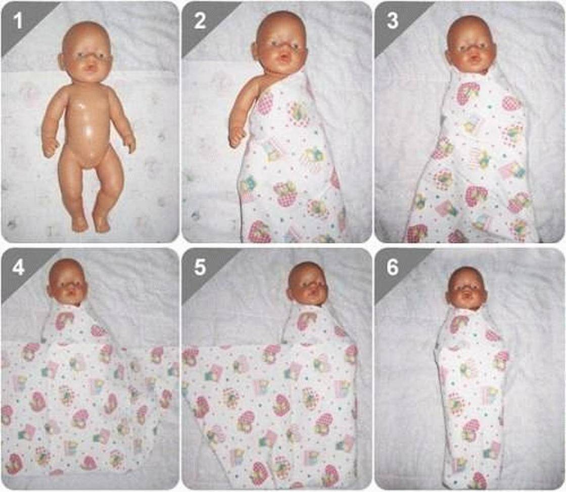 Техника пеленания новорожденного ребенка: виды пеленок, пошаговая схема