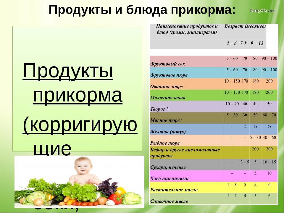 Таблица прикорма - схема введения прикорма для ребенка по месяцам | prikorm.org