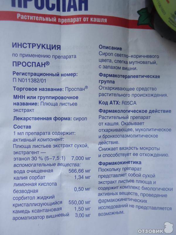 Сироп проспан, инструкция по применению для детей и взрослых